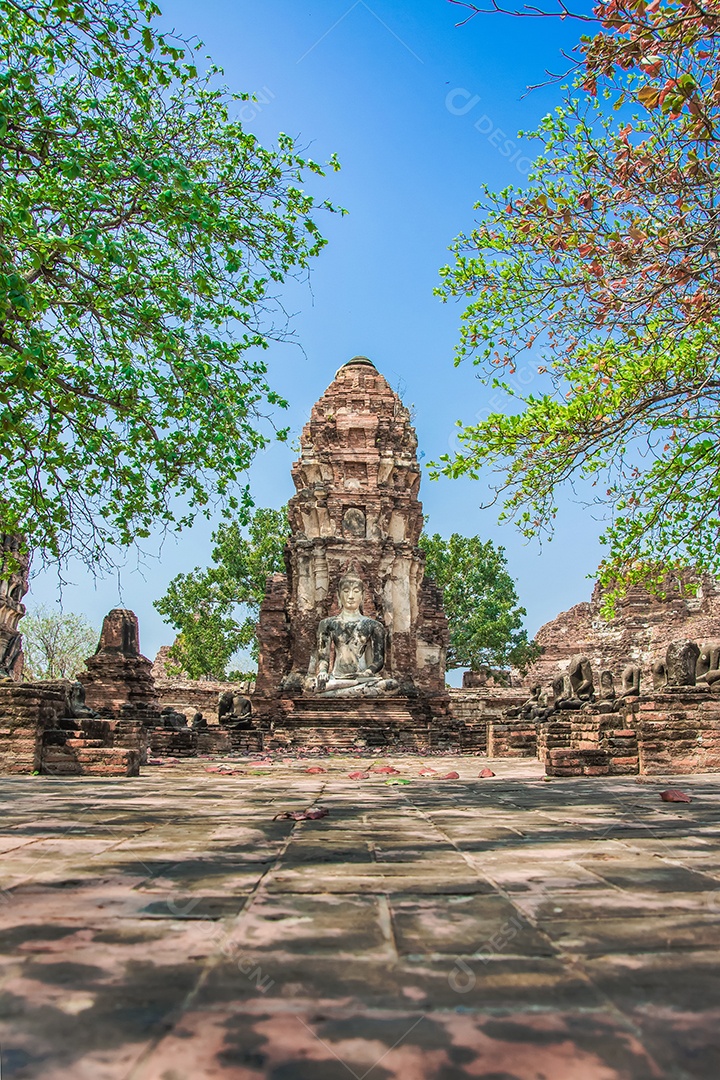 TAILÂNDIA Ruínas e antiguidades no Parque Histórico de Ayutthaya Turistas de todo o mundo decadência de Buda