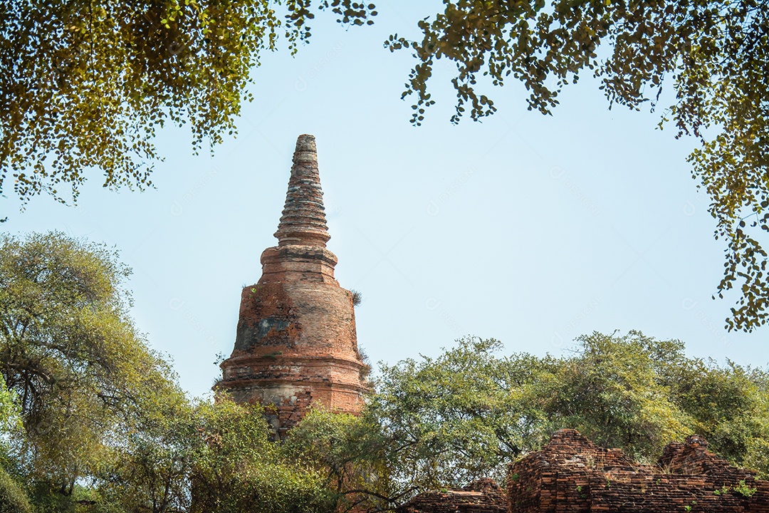 TAILÂNDIA Ruínas e antiguidades no Parque Histórico de Ayutthaya Turistas de todo o mundo decadência de Buda