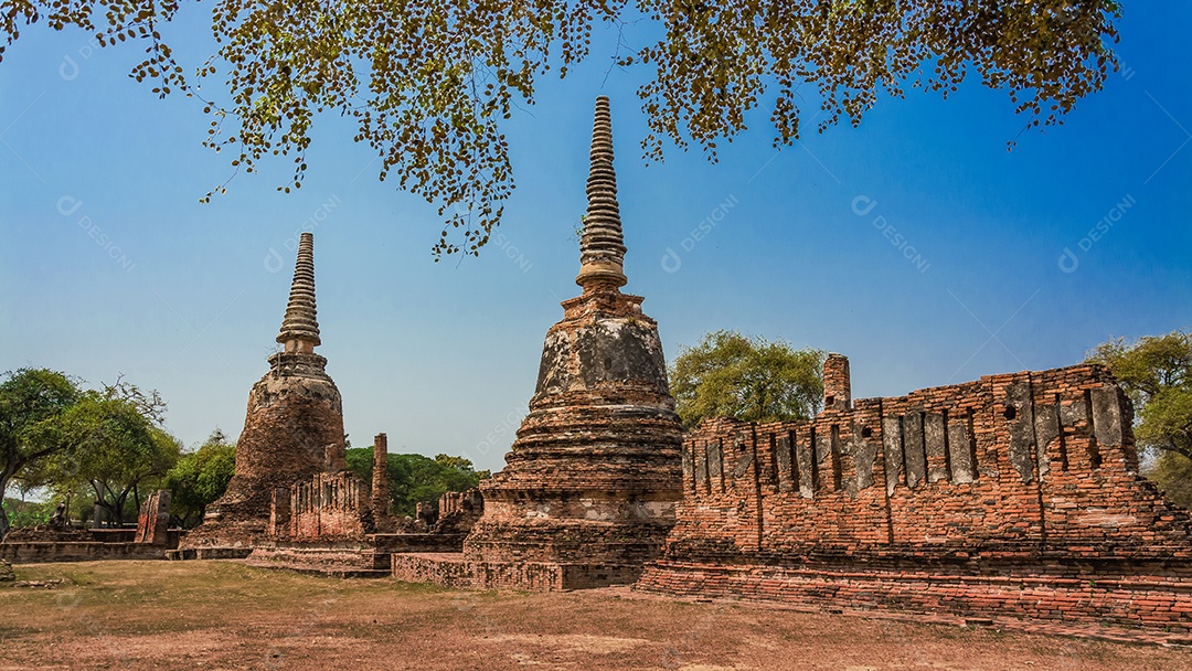 TAILÂNDIA Ruínas e antiguidades no Parque Histórico de Ayutthaya Turistas de todo o mundo decadência de Buda