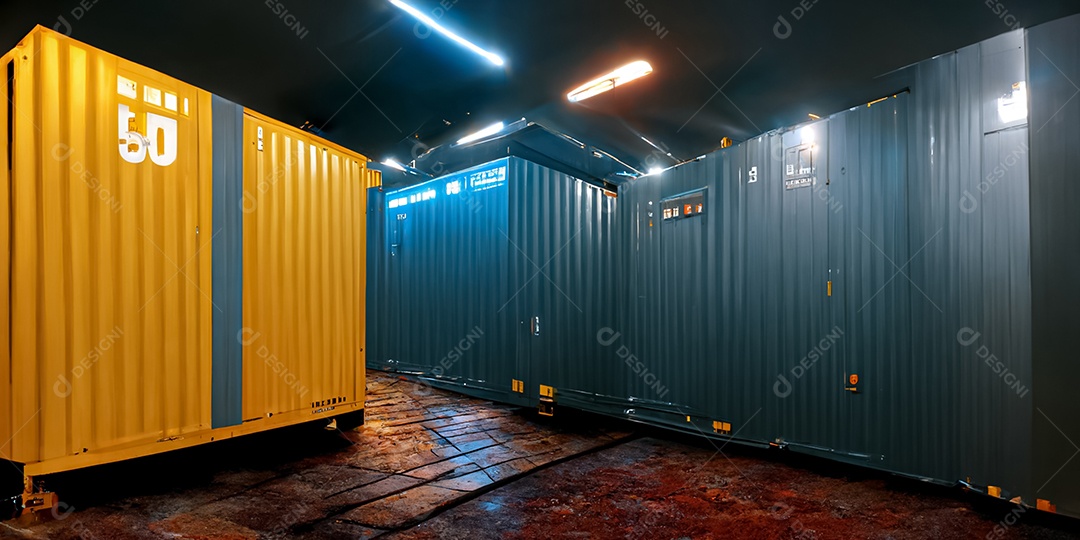 Construindo casa moderna de tecnologia de alta tecnologia em uma cidade 3D em uma cibernética