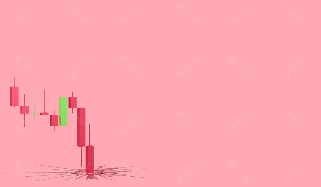 Castiçal de renderização 3D em tendência de baixa, corte de perda de negociação. estratégia de negociação de forex, mercado de ações, criptomoeda