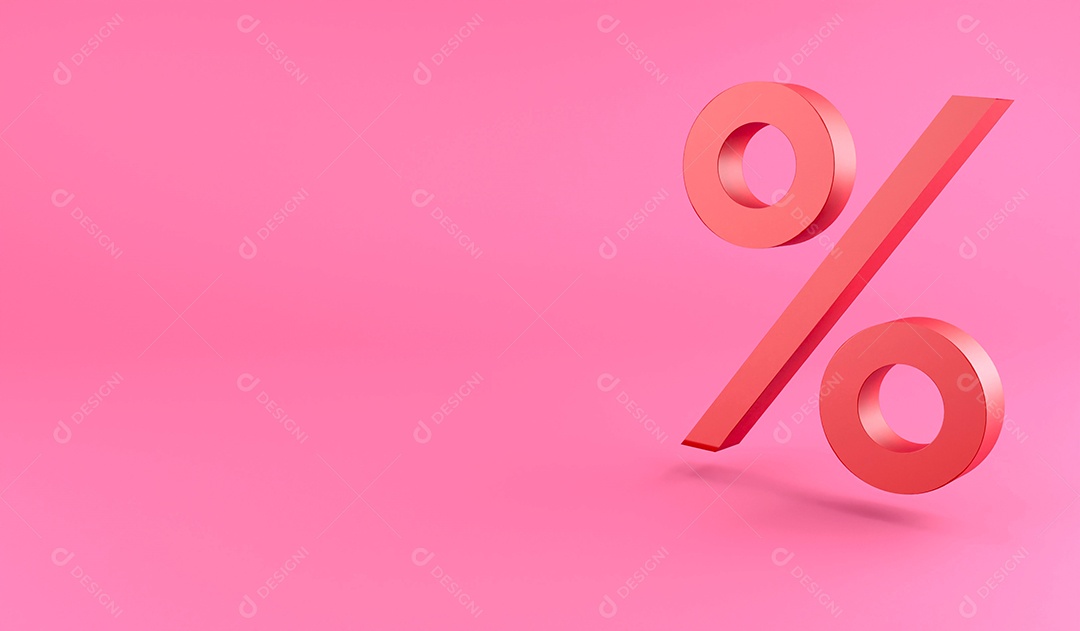 Sinal de porcentagem de renderização 3D para festival de venda ou negócios de marketing e espaço para cópia