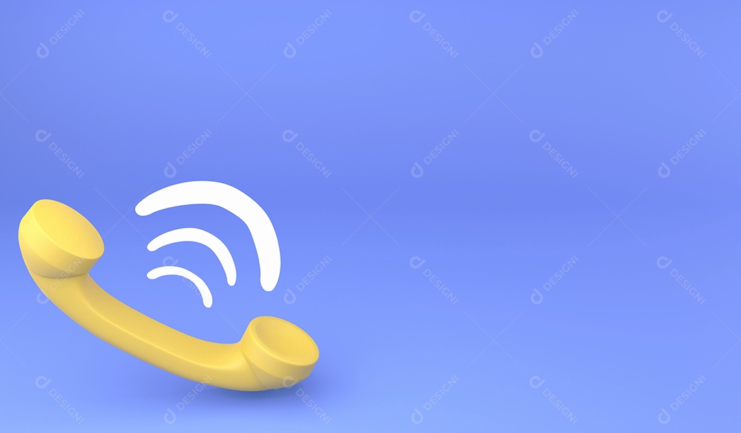 O identificador de telefone de renderização 3D está tocando no fundo azul