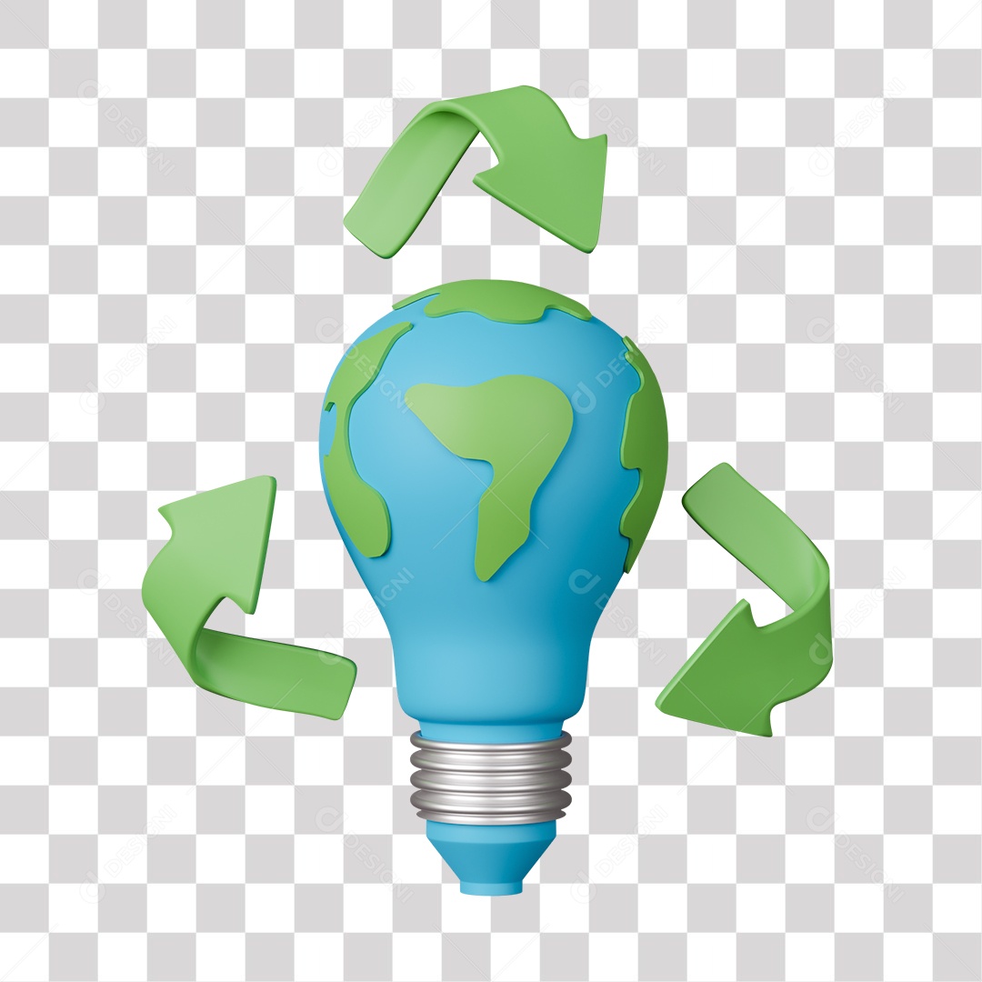 Planeta Terra em forma de Lâmpada Elemento 3D PNG Transparente