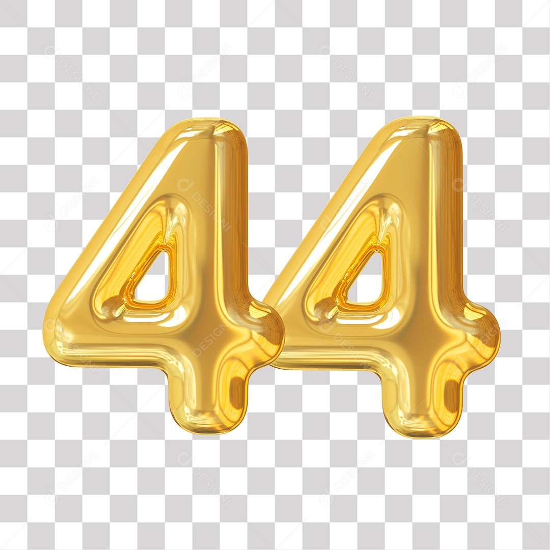 Elemento 3D Para Composição Número 44 Dourado PNG Transparente