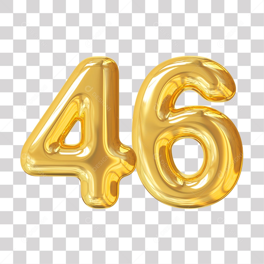 Elemento 3D Para Composição Número 46 Dourado PNG Transparente