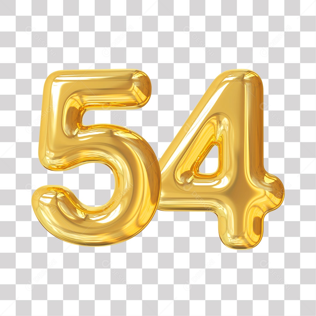 Elemento 3D Para Composição Número 54 Dourado PNG Transparente