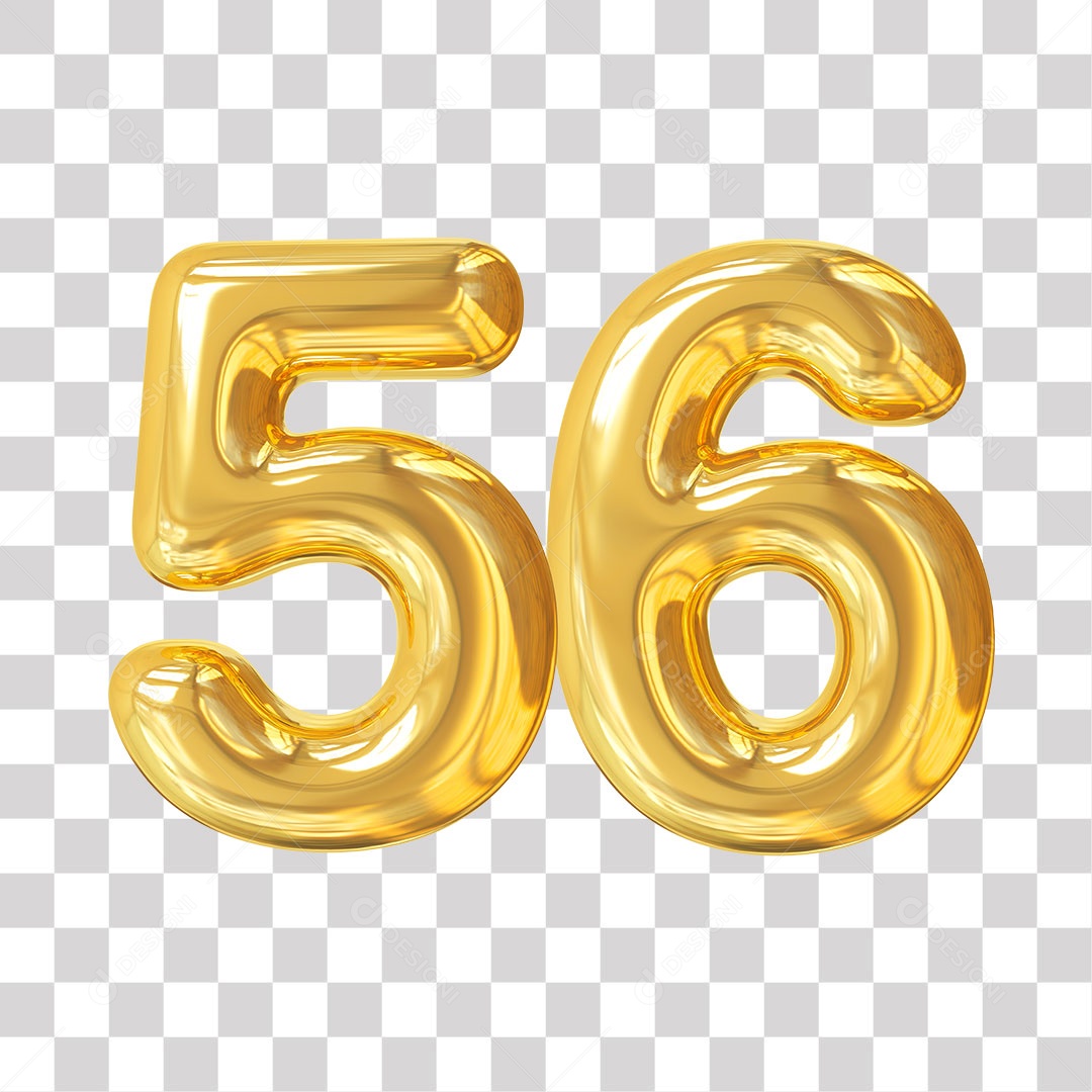 Elemento 3D Para Composição Número 56 Dourado PNG Transparente