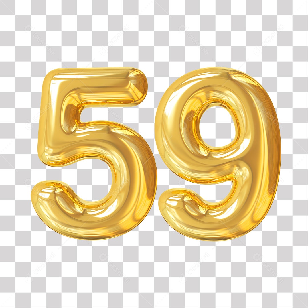 Elemento 3D Para Composição Número 59 Dourado PNG Transparente