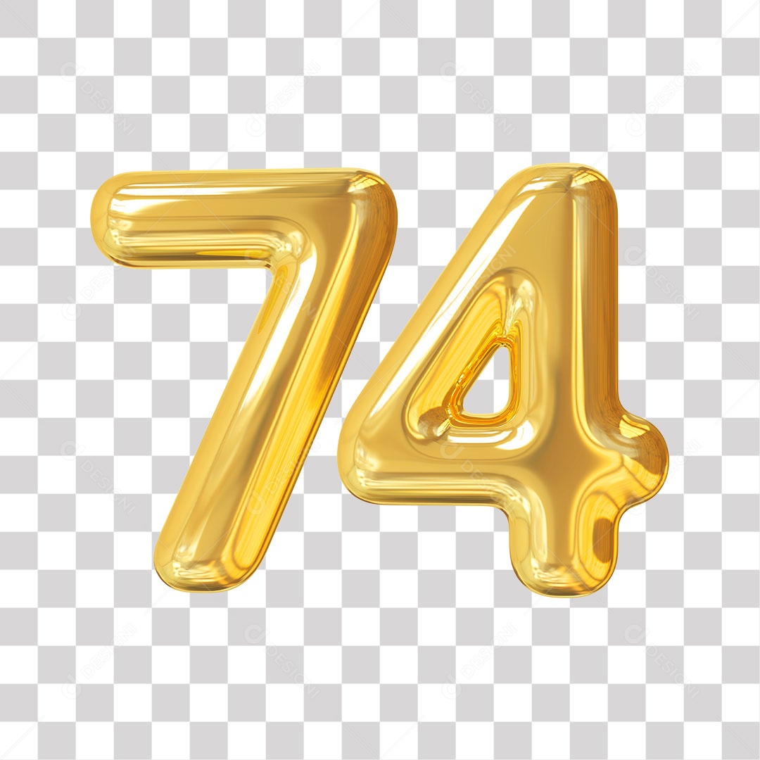 3D Element For Composition Number 74 Golden Transparent PNG