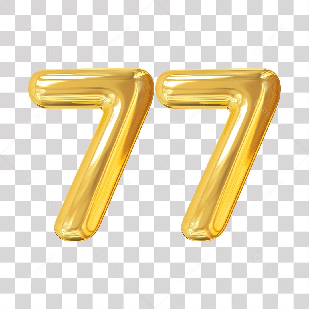 Elemento 3D Para Composição Número 77 Dourado PNG Transparente