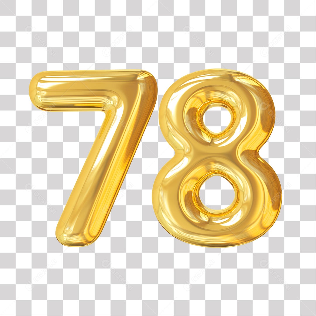 Elemento 3D Para Composição Número 78 Dourado PNG Transparente