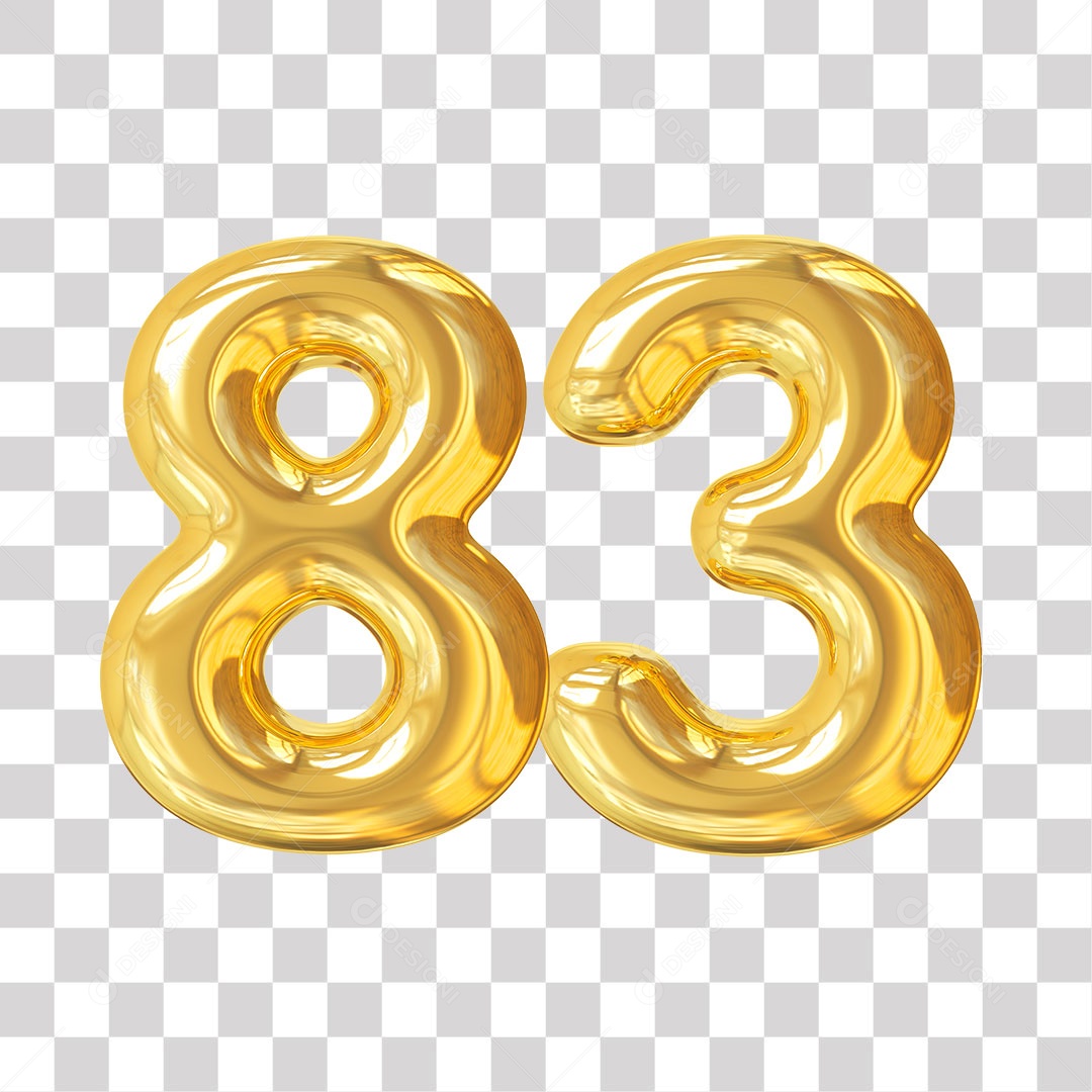 Elemento 3D Para Composição Número 83 Dourado PNG Transparente