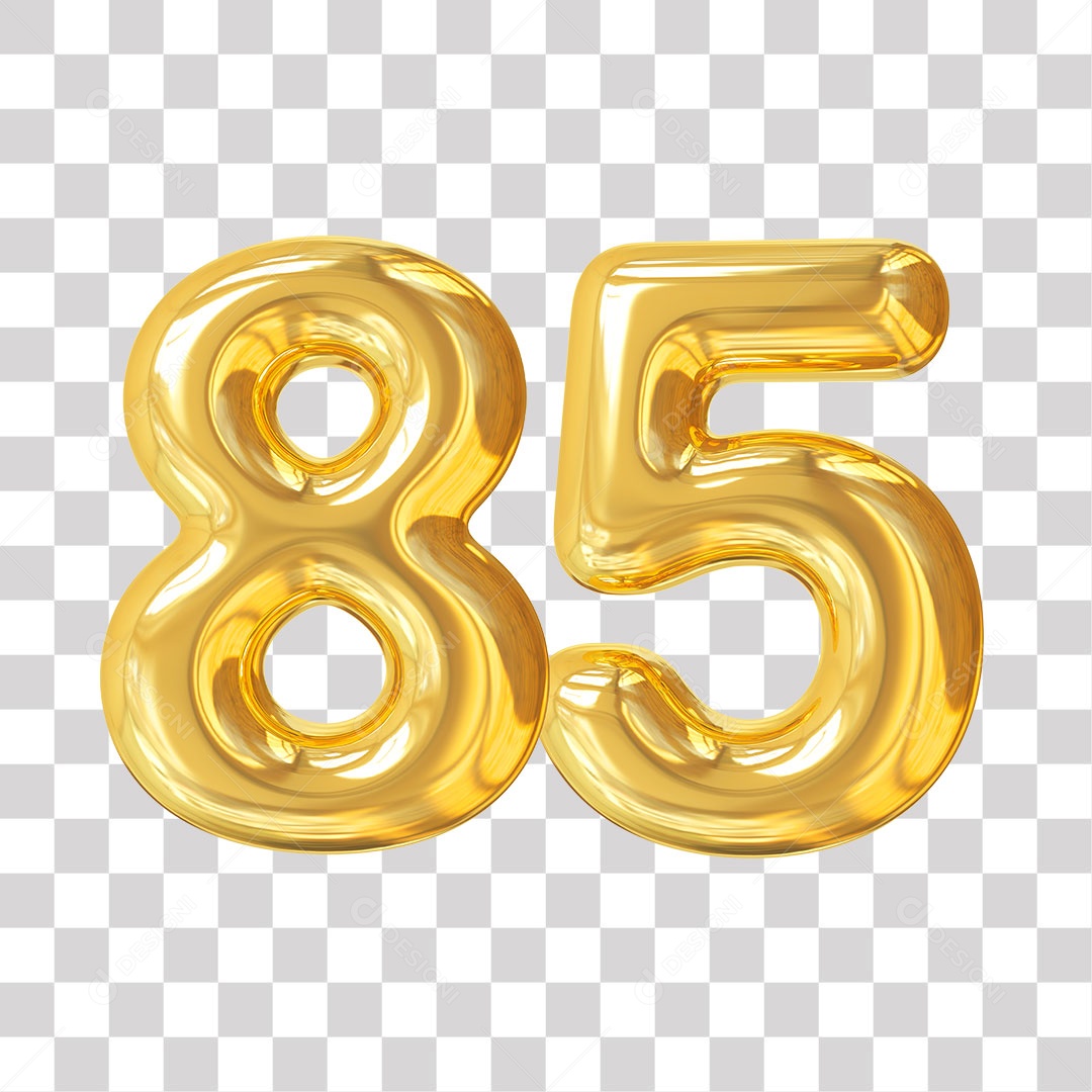 Elemento 3D Para Composição Número 85 Dourado PNG Transparente
