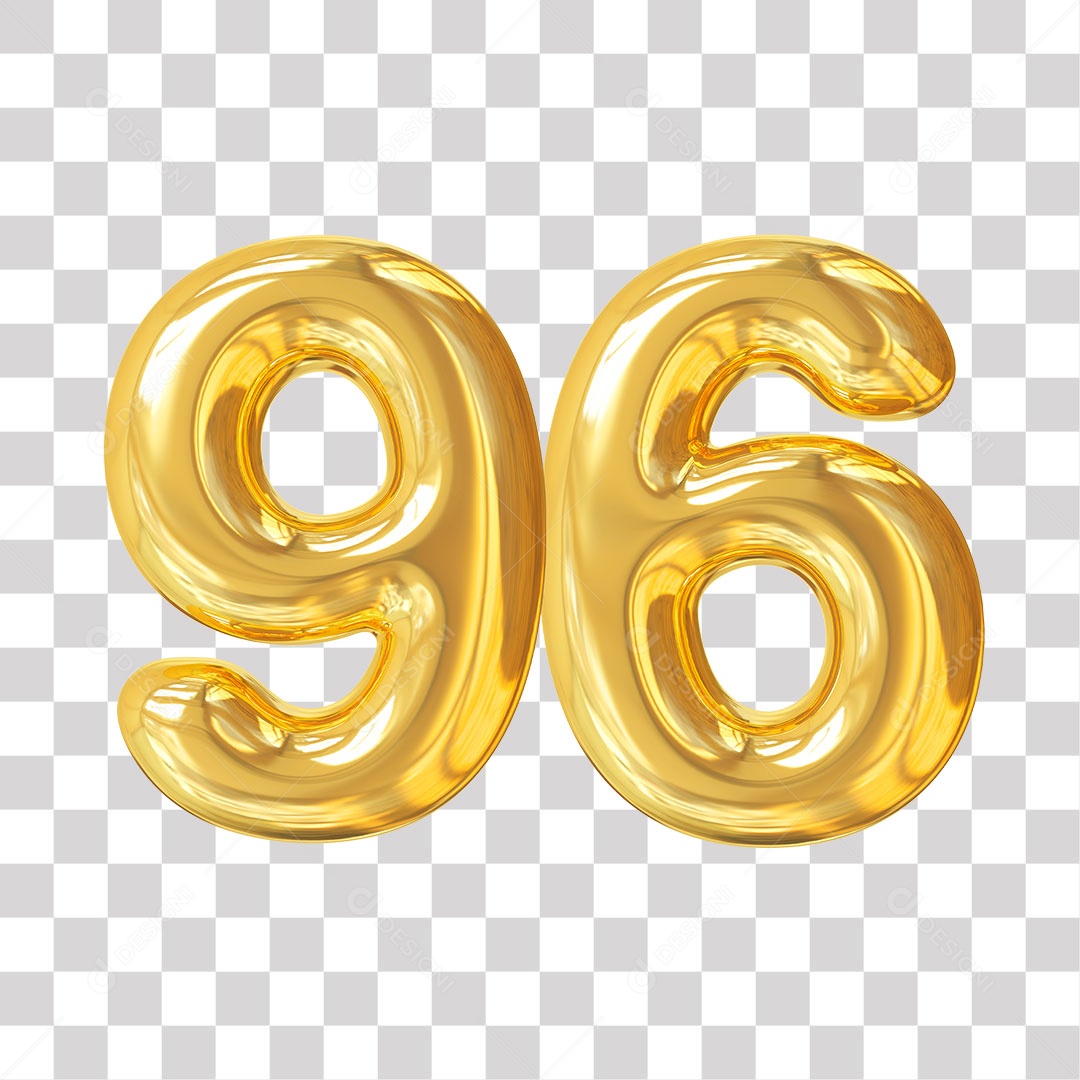 Elemento 3D Para Composição Número 96 Dourado PNG Transparente