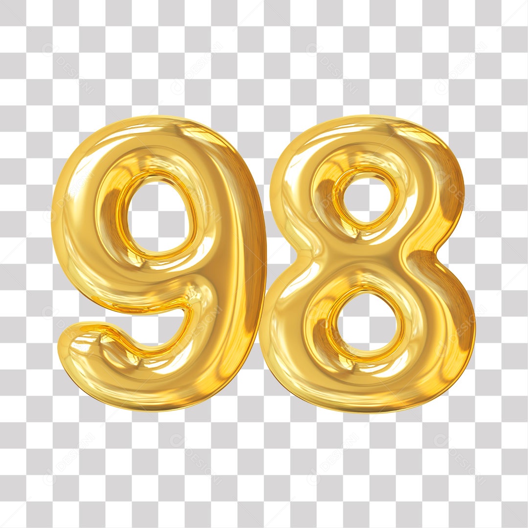 Elemento 3D Para Composição Número 98 Dourado PNG Transparente