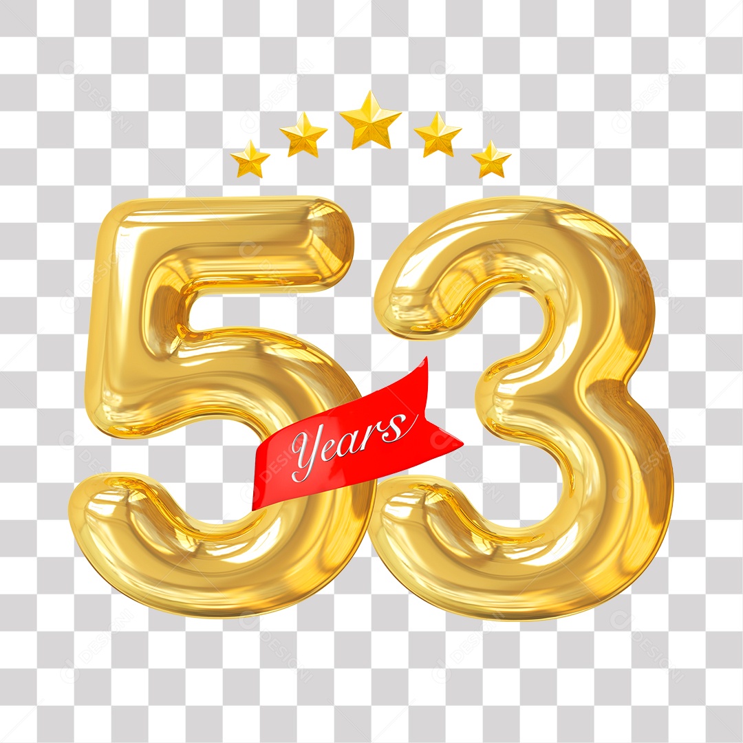 Elemento 3D Para Composição Número Dourado 55 Aniversário PNG Transparente