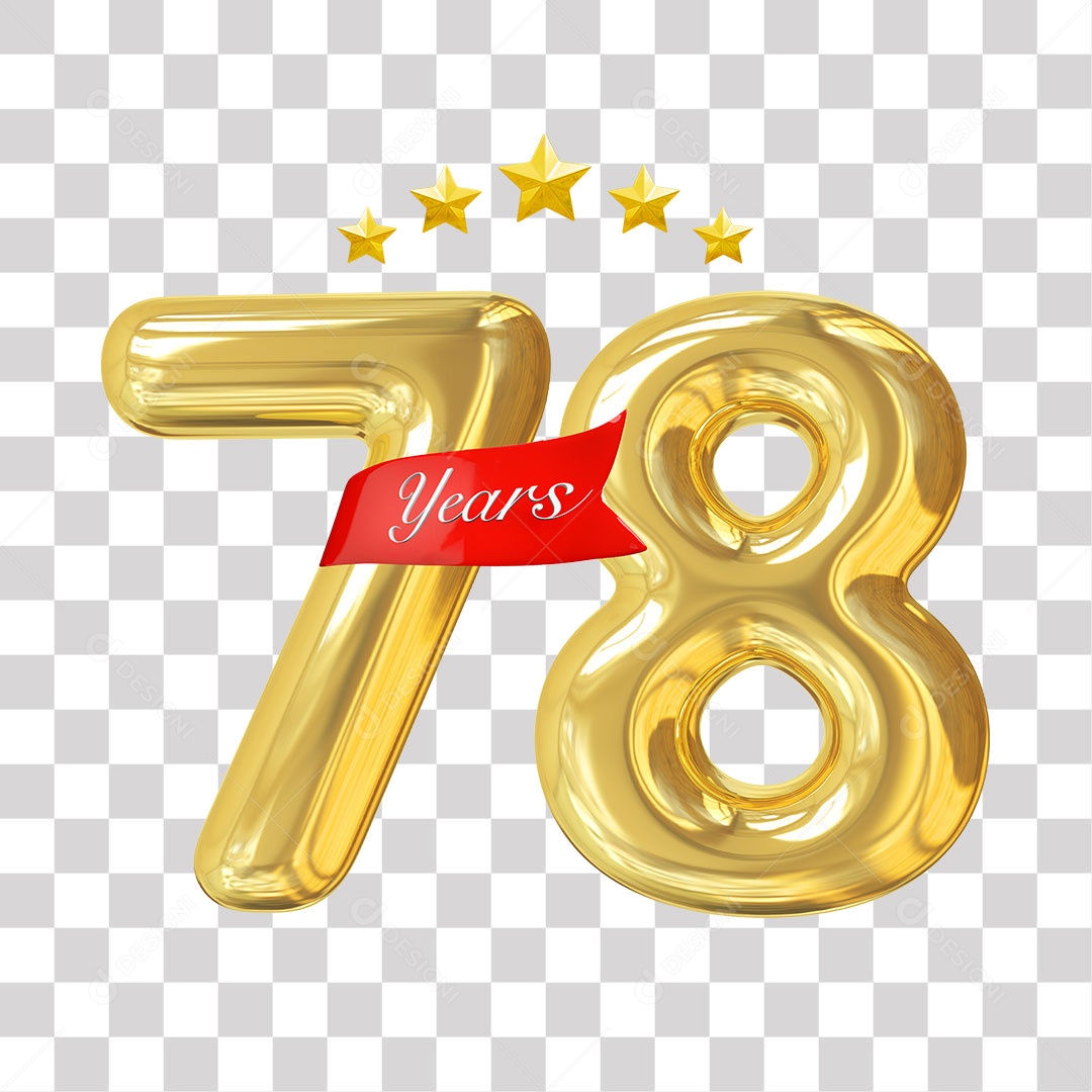 Elemento 3D Para Composição Número Dourado 78 Aniversário PNG Transparente