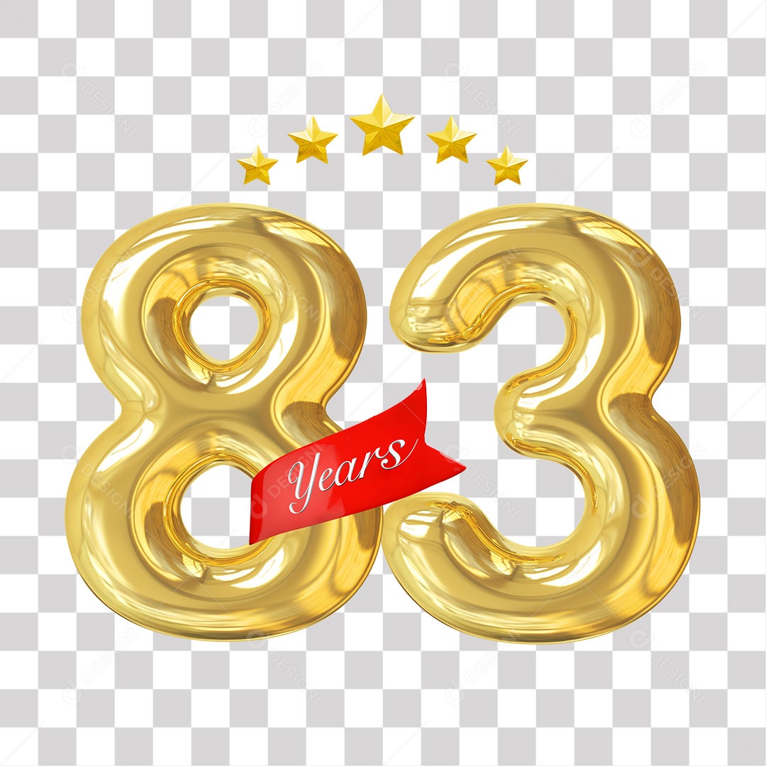 Elemento 3D Para Composição Número Dourado 83 Aniversário PNG Transparente