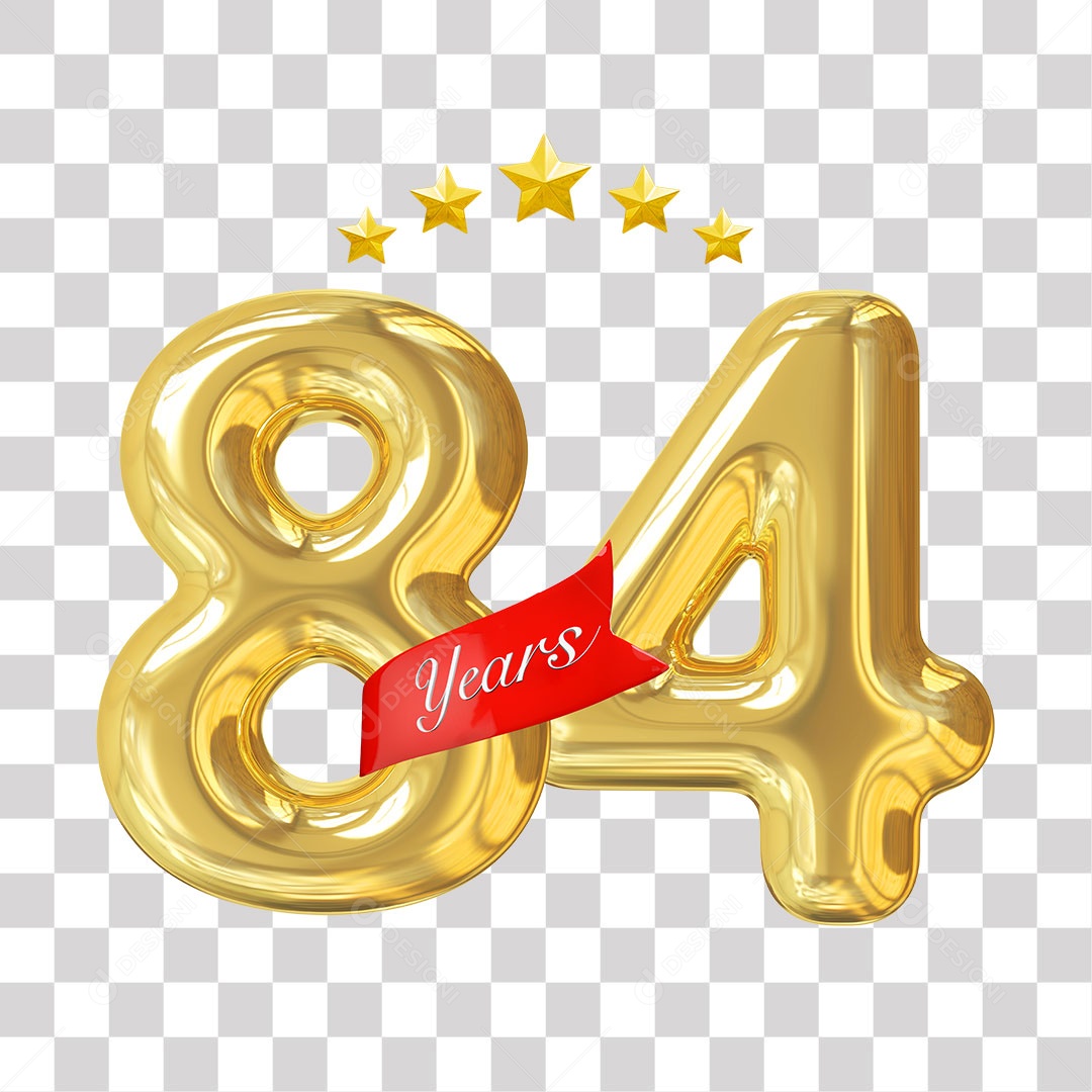 Elemento 3D Para Composição Número Dourado 84 Aniversário PNG Transparente