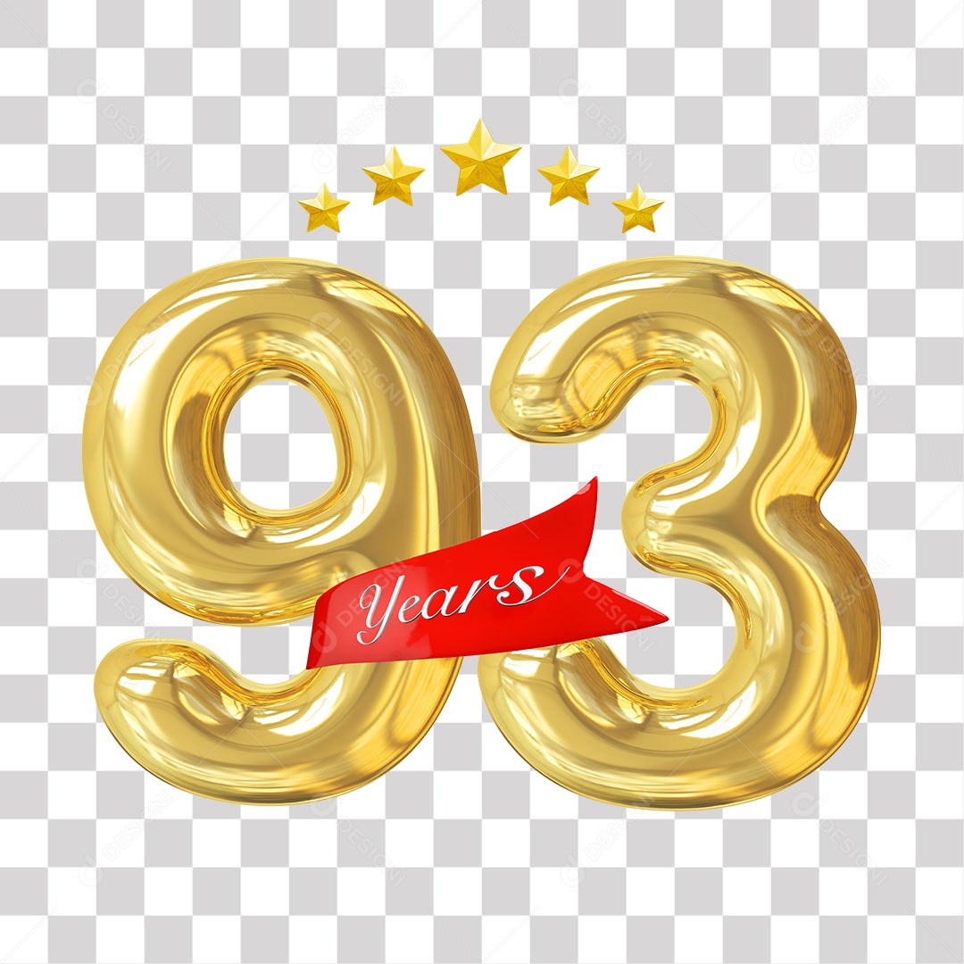 Elemento 3D Para Composição Número Dourado 93 Aniversário PNG Transparente