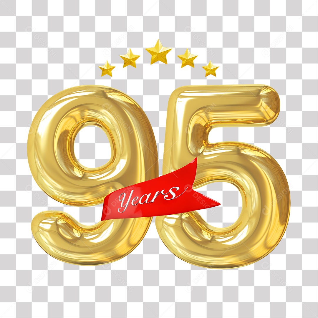 Elemento 3D Para Composição Número Dourado 95 Aniversário PNG Transparente