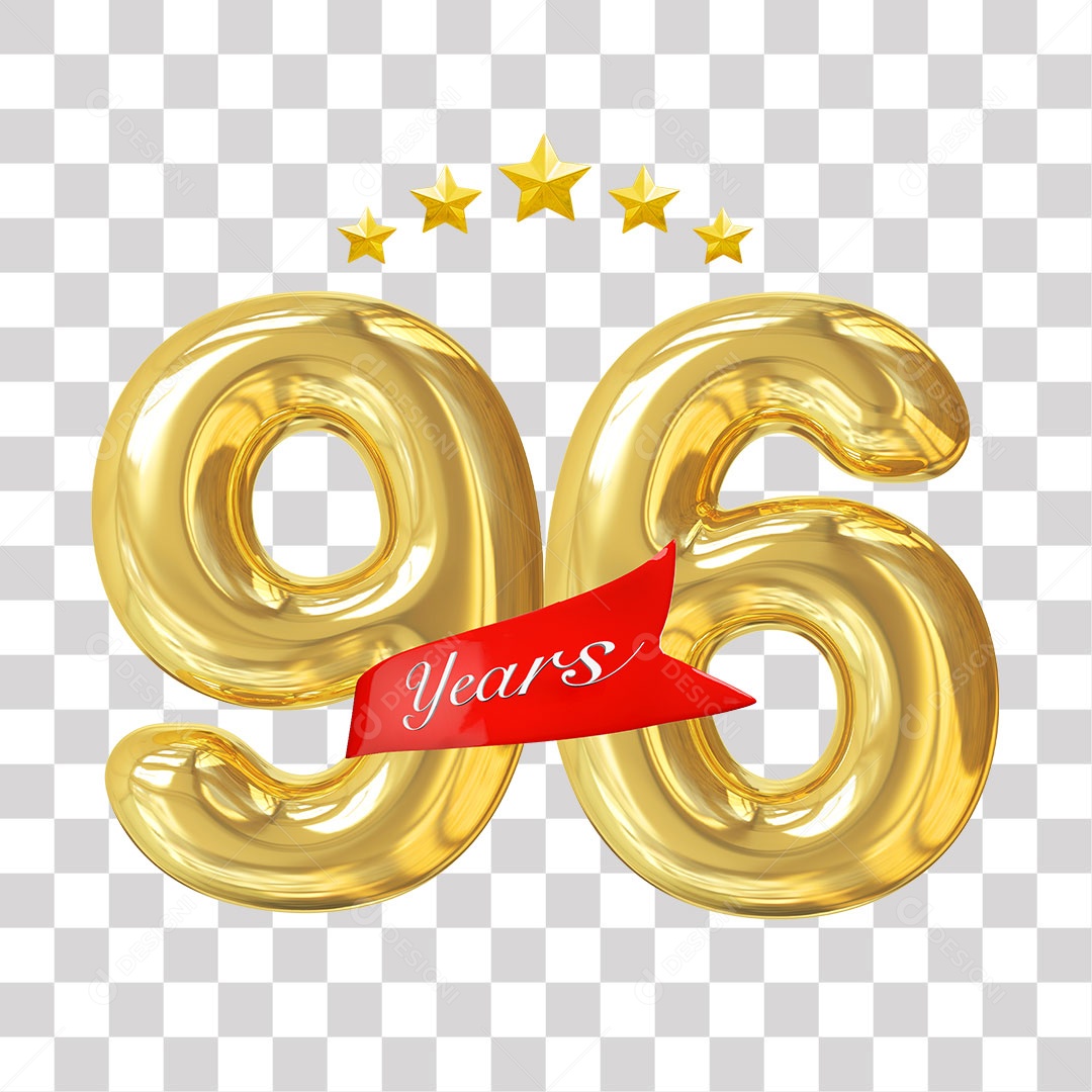 Elemento 3D Para Composição Número Dourado 96 Aniversário PNG Transparente
