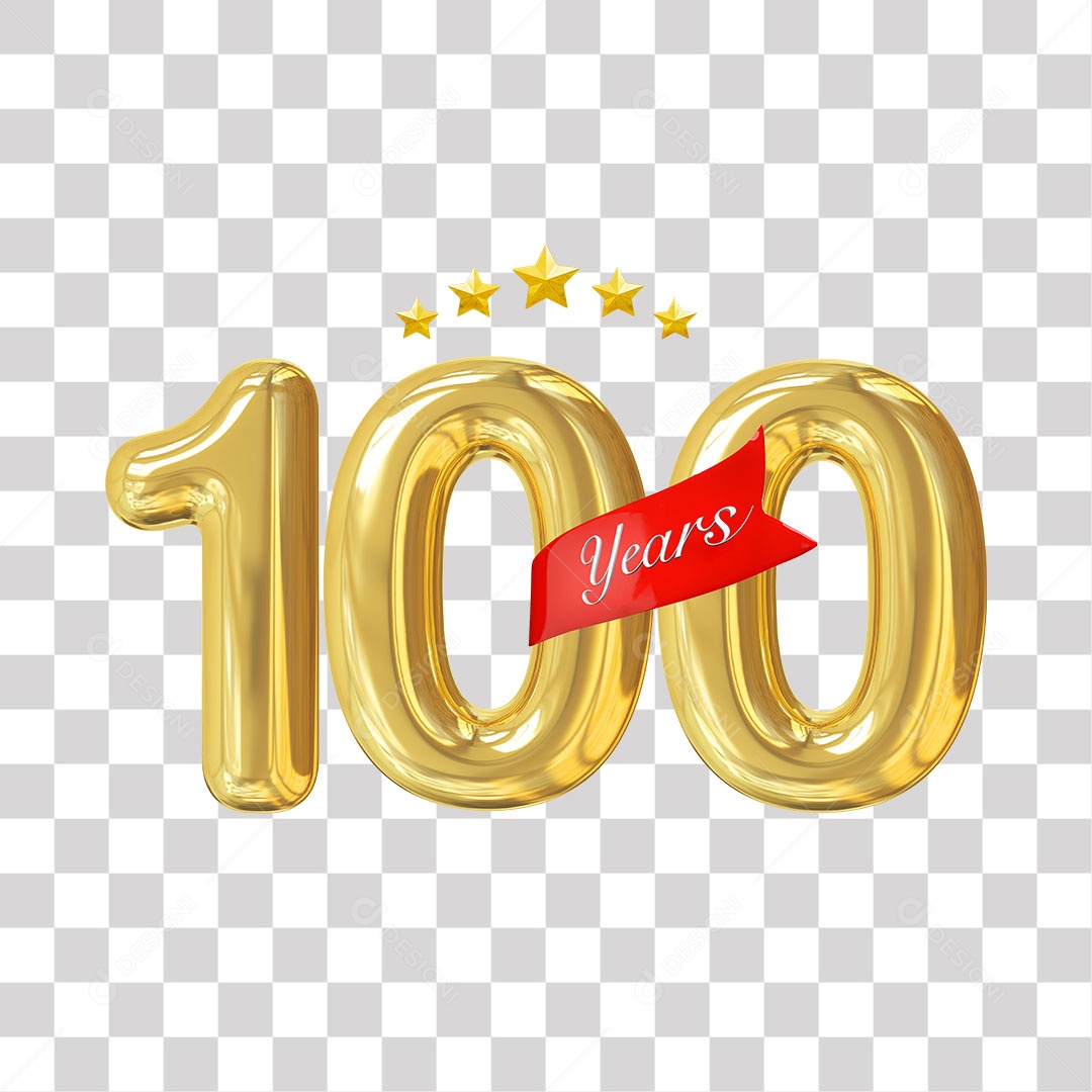 Elemento 3D Para Composição Número Dourado 100 Aniversário PNG Transparente
