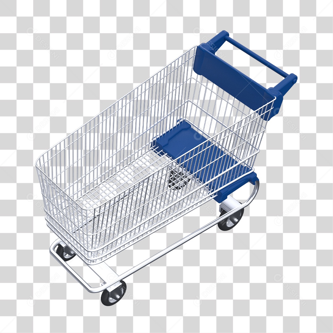 Carrinho de Supermercado Elemento 3D Para Composição PNG Transparente