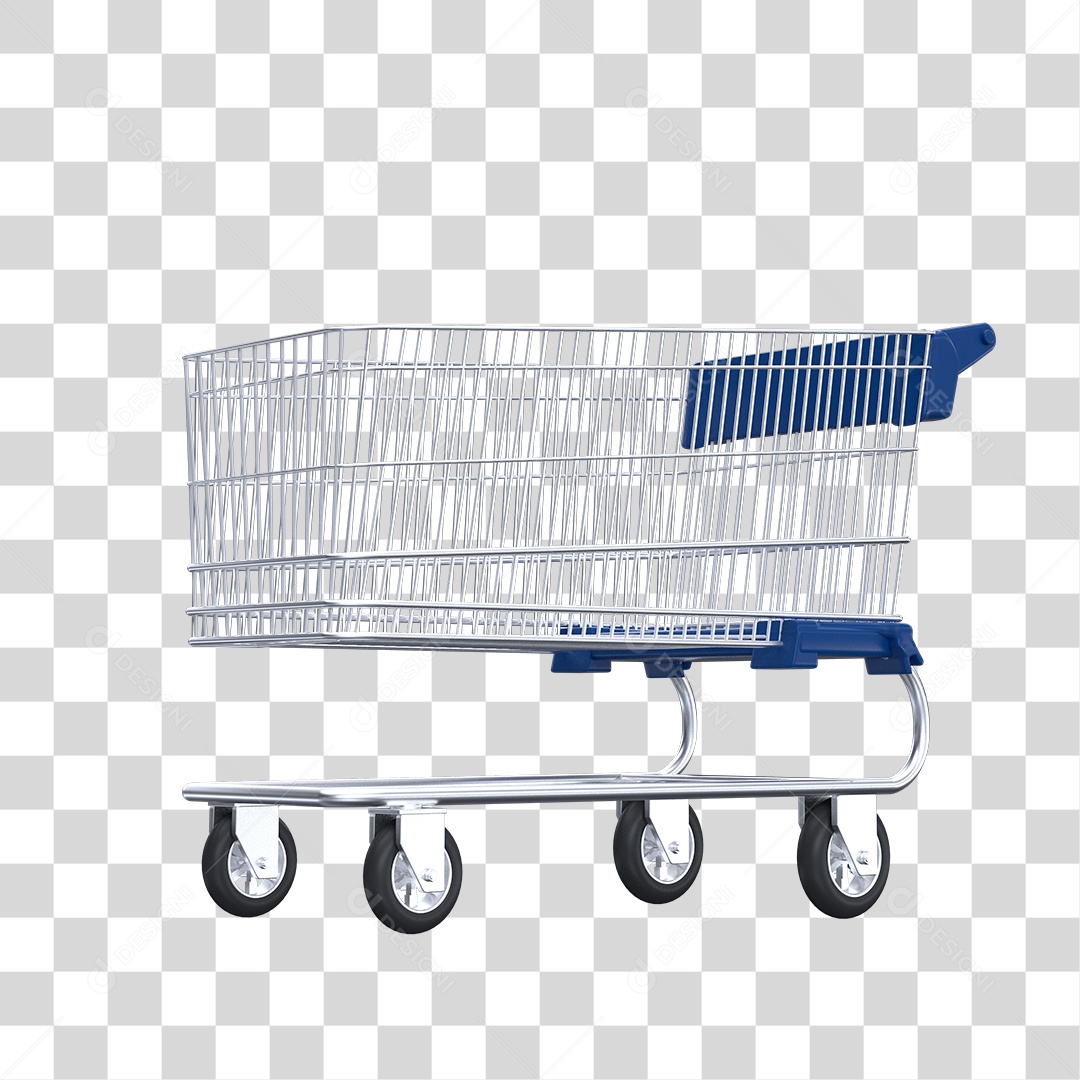 Carrinho de Supermercado Elemento 3D Para Composição PNG Transparente