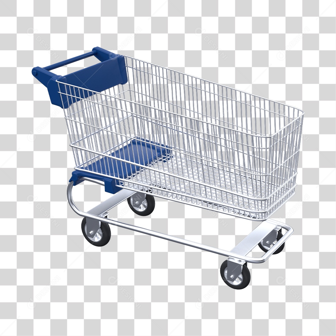 Carrinho de Supermercado Elemento 3D Para Composição PNG Transparente