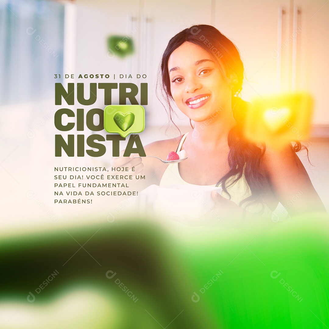 Nutricionista hoje é seu dia Parabéns Dia do Nutricionista Social Media PSD Editável