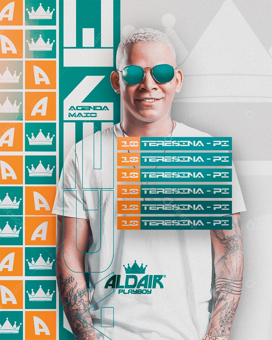 Social Media Flyer Agenda de Maio Aldair Playboy PSD Editável