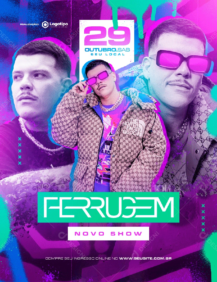 Social Media Flyer Show Eventos Cantor Ferrugem PSD Editável