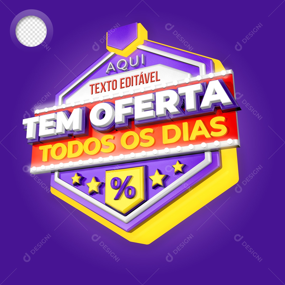 Selo 3D Aqui Tem Ofertas Todos Os Dias PSD