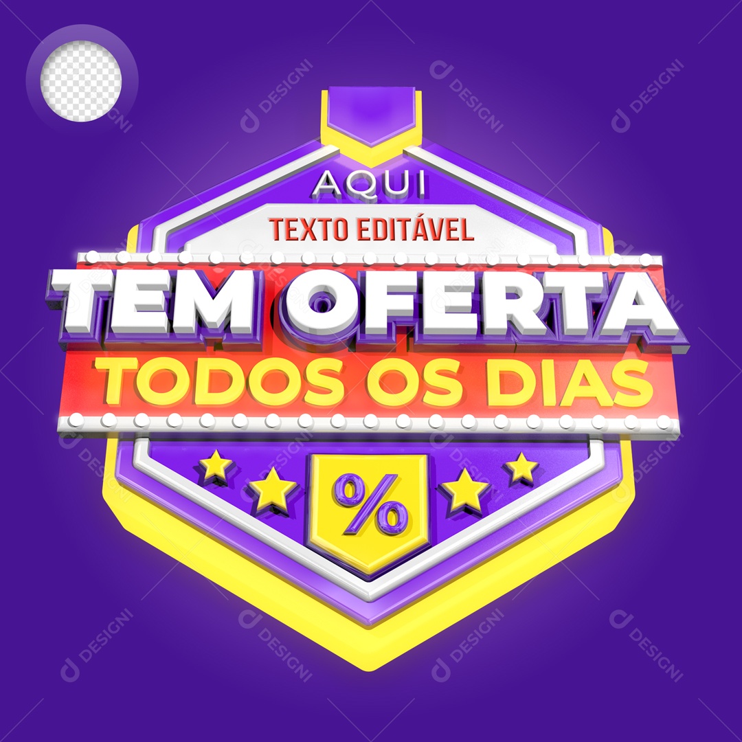 Selo 3D Aqui Tem Ofertas Todos Os Dias PSD
