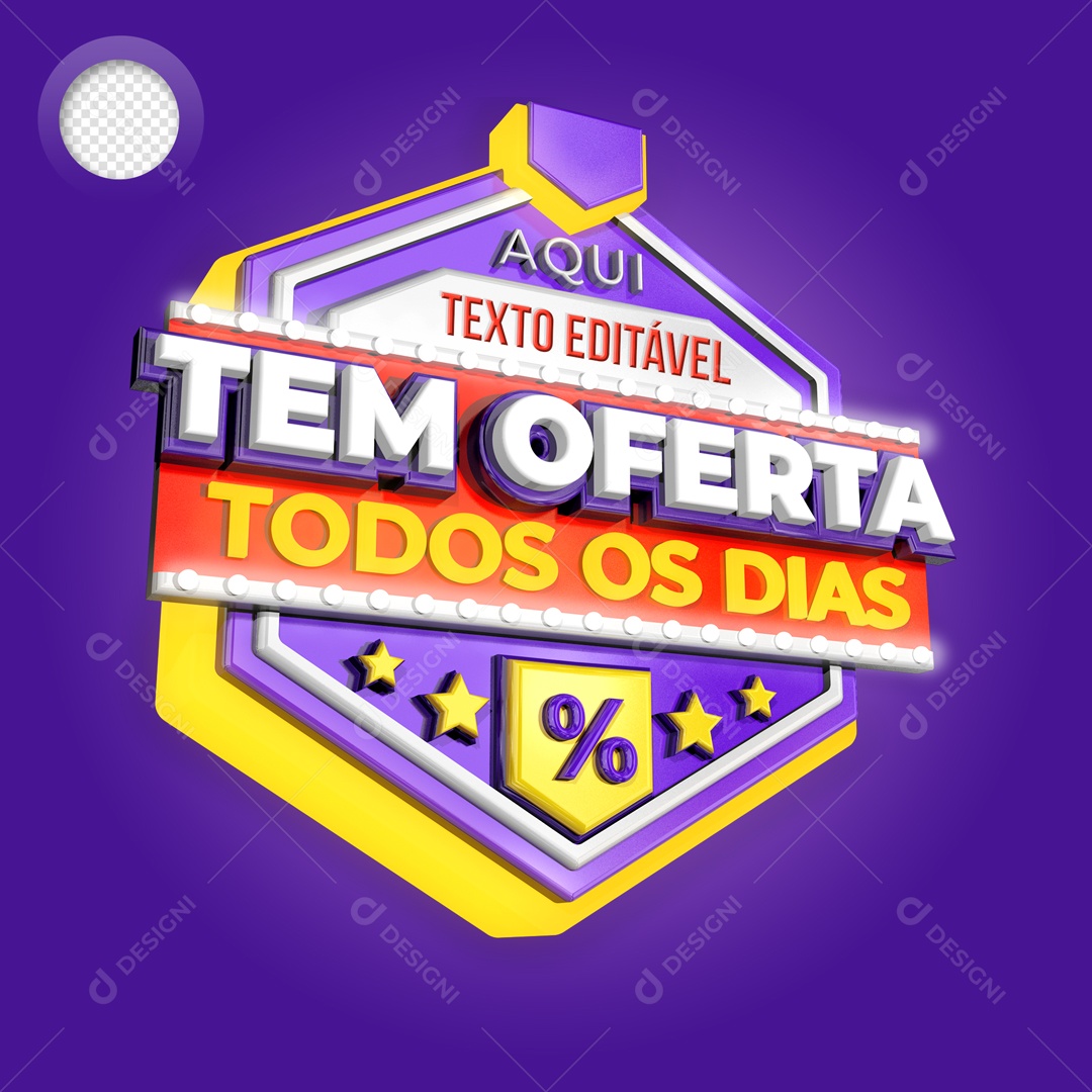 Selo 3D Aqui Tem Ofertas Todos Os Dias PSD