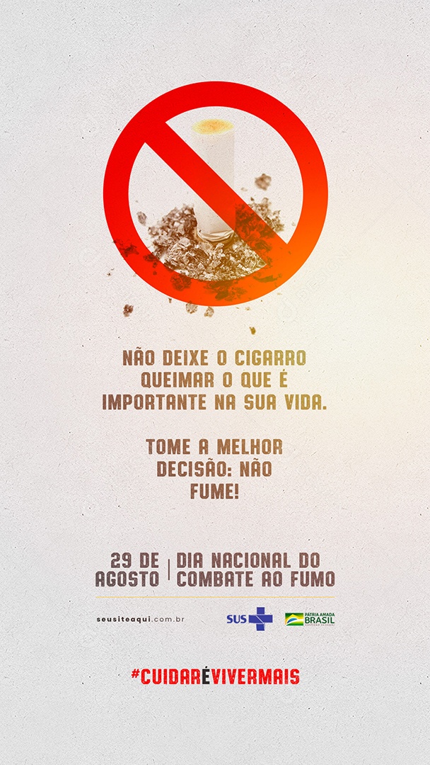 Dia Nacional de Combate ao Fumo 29 de Agosto Social Media PSD Editável