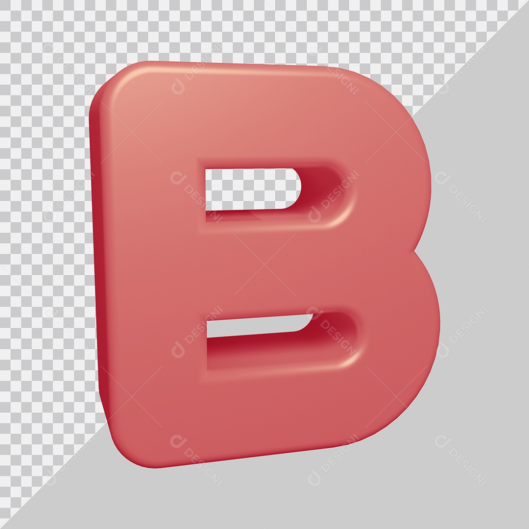 Letra B Maiúscula Rosa Ilustração 3D PSD