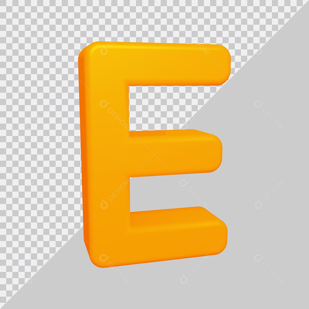 Letra E Maiúscula Amarela Ilustração 3D PSD