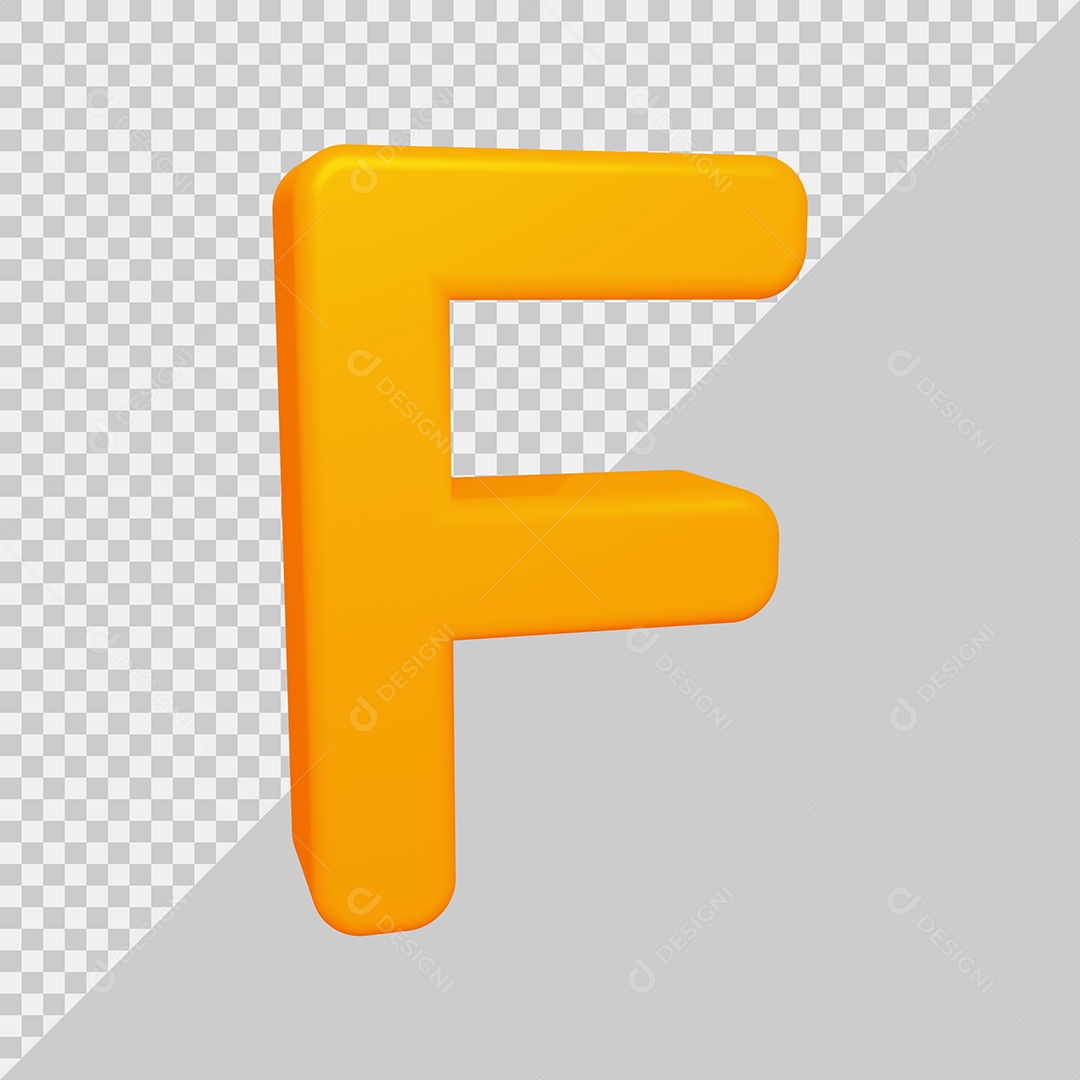 Letra F Maiúscula Amarela Ilustração 3D PSD