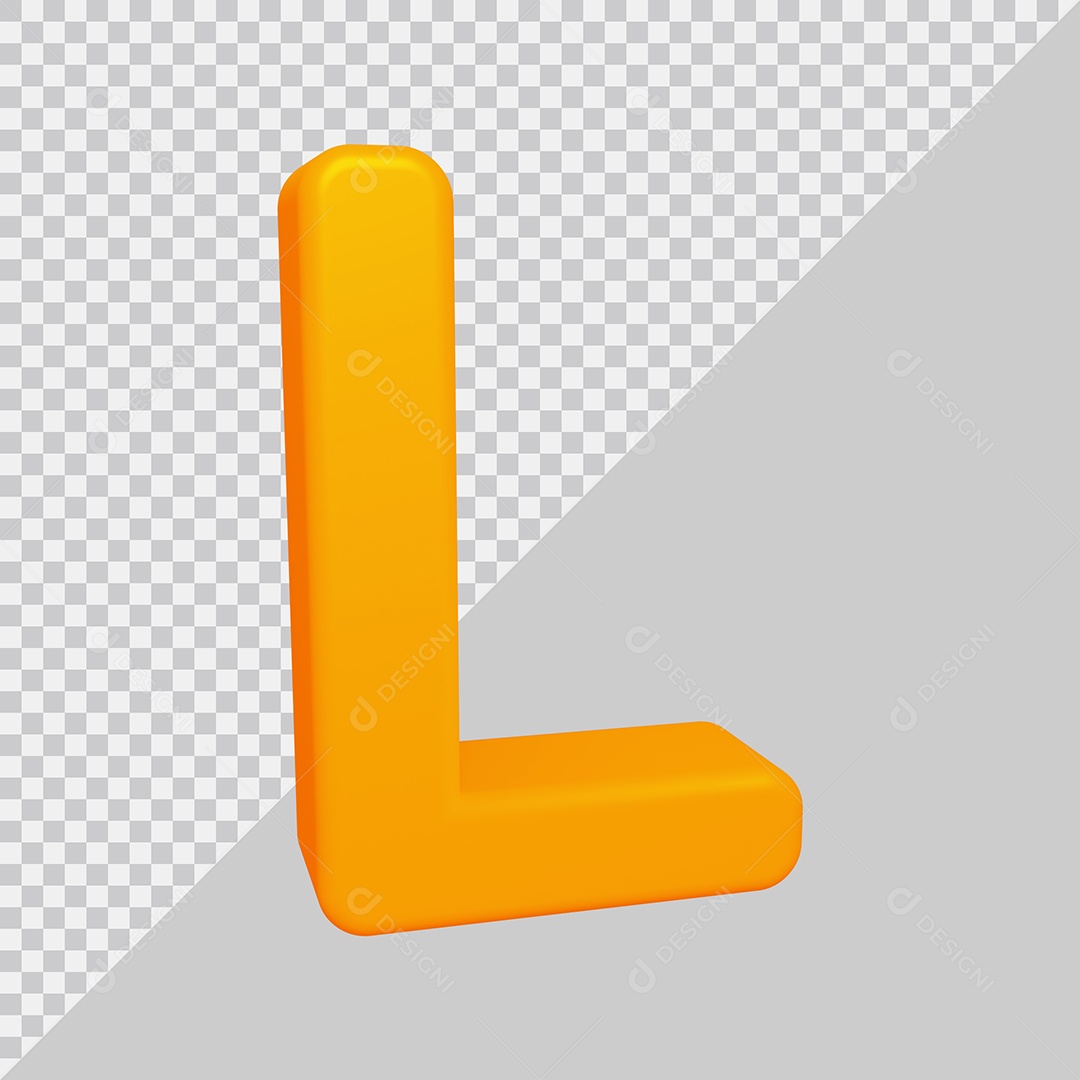 Letra L Maiúscula Amarela Ilustração 3D PSD