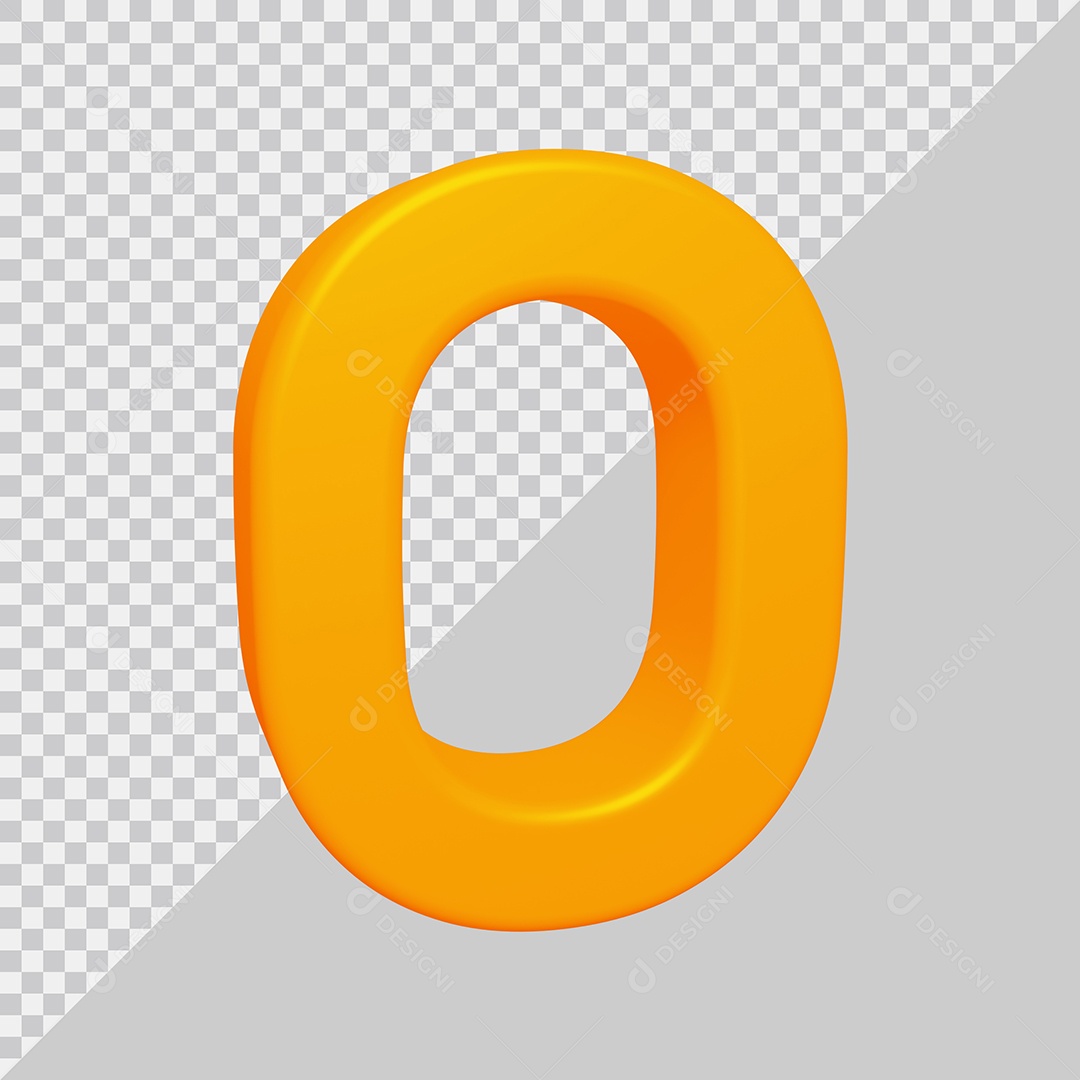 Letra O Maiúscula Amarela Ilustração 3D PSD