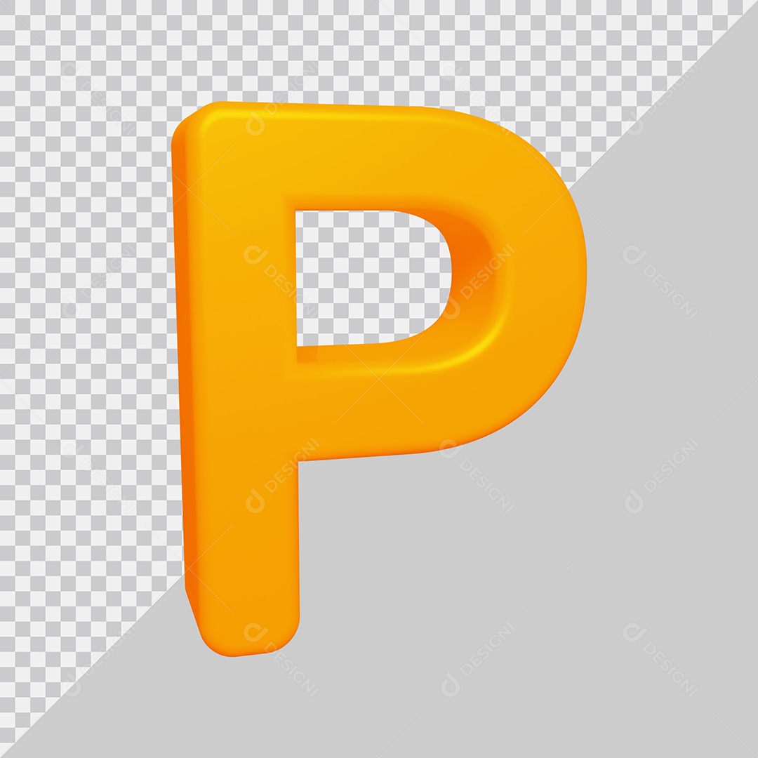 Letra P Maiúscula Amarela Ilustração 3D PSD