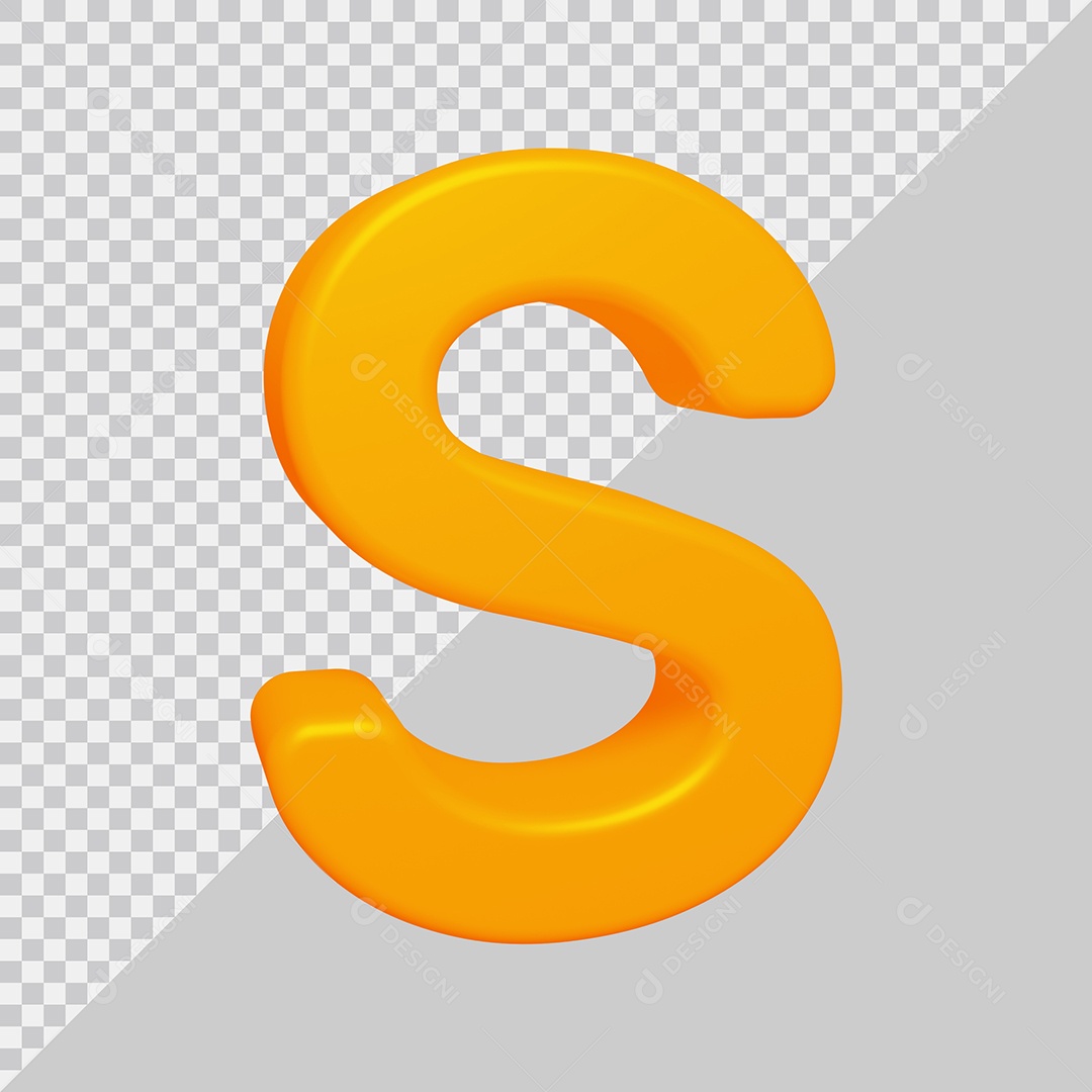 Letra S Maiúscula Amarela Ilustração 3D PSD