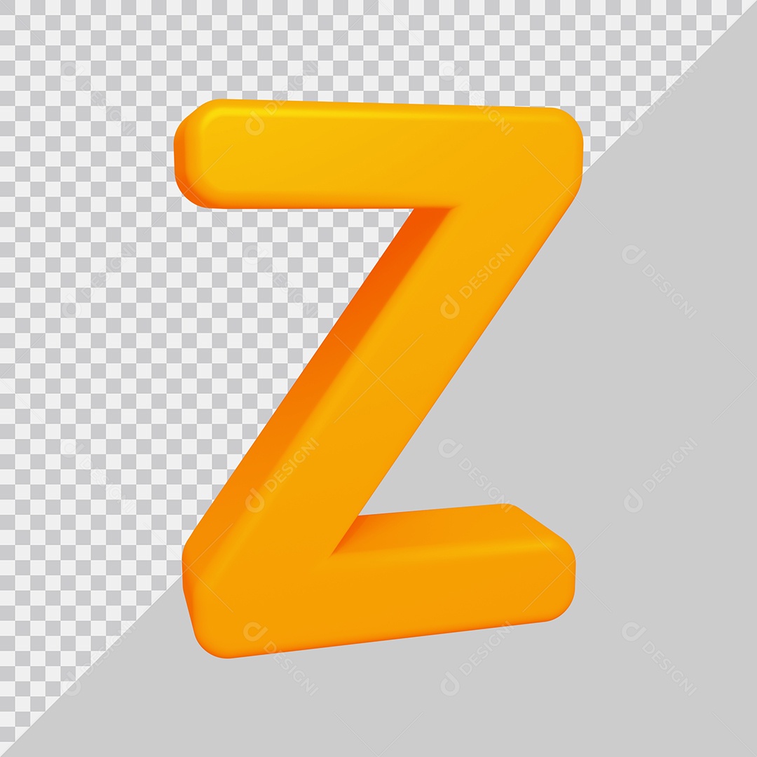 Letra Z Maiúscula Amarela Ilustração 3D PSD