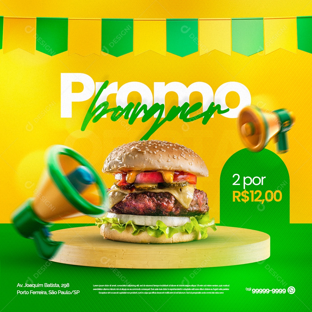 Social Media Independência do Brasil Hamburgueria Promo Burguer PSD Editável