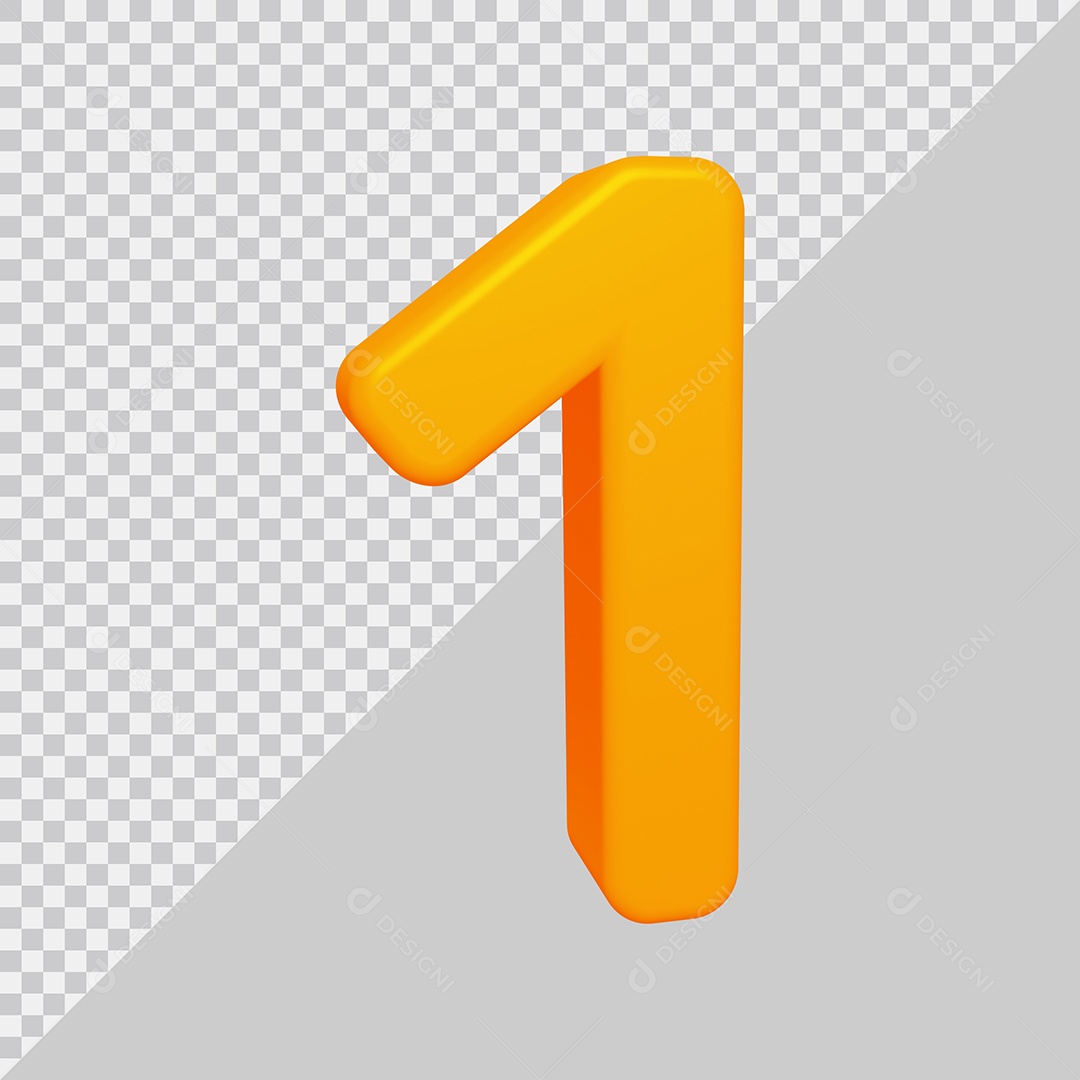 Número 1 com pele Rosa Ilustração 3D PSD