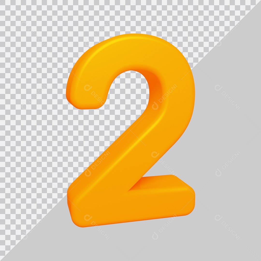 Número 2 com pele Rosa Ilustração 3D PSD