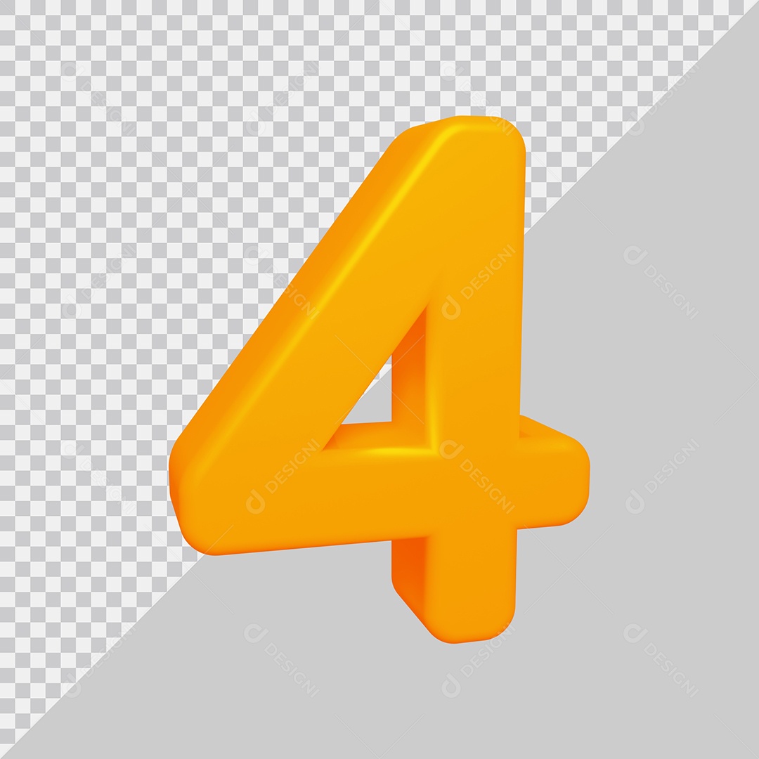 Número 4 com pele Rosa Ilustração 3D PSD